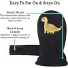 imageNIce Caps Baby Toddler Mittens Kids 2 Pairs Fleece Gloves Winter Warm Sherpa LinedBlack DinosNavy Solid  Infant No Thumbs