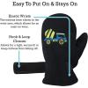imageNIce Caps Baby Toddler Mittens Kids 2 Pairs Fleece Gloves Winter Warm Sherpa LinedBlack TrucksBlack Solid