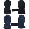 imageNIce Caps Baby Toddler Mittens Kids 2 Pairs Fleece Gloves Winter Warm Sherpa LinedBlackNavy Pack  Infant No Thumbs