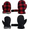 imageNIce Caps Baby Toddler Mittens Kids 2 Pairs Fleece Gloves Winter Warm Sherpa LinedBlackRed Buffalo Plaid