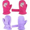 imageNIce Caps Baby Toddler Mittens Kids 2 Pairs Fleece Gloves Winter Warm Sherpa LinedFuchsia UnicornLight Purple Solid Pack
