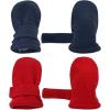 imageNIce Caps Baby Toddler Mittens Kids 2 Pairs Fleece Gloves Winter Warm Sherpa LinedNavyRed  Infant No Thumbs