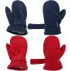imageNIce Caps Baby Toddler Mittens Kids 2 Pairs Fleece Gloves Winter Warm Sherpa LinedNavyRed