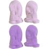 imageNIce Caps Baby Toddler Mittens Kids 2 Pairs Fleece Gloves Winter Warm Sherpa LinedPinkLight Purple Pack  Infant No Thumbs