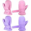 imageNIce Caps Baby Toddler Mittens Kids 2 Pairs Fleece Gloves Winter Warm Sherpa LinedPinkLight Purple Pack