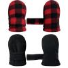 imageNIce Caps Baby Toddler Mittens Kids 2 Pairs Fleece Gloves Winter Warm Sherpa LinedRed Buffalo Plaid Infant