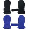 imageNIce Caps Baby Toddler Mittens Kids 2 Pairs Fleece Gloves Winter Warm Sherpa LinedRoyalBlack Pack  Infant No Thumbs