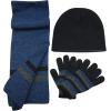 imageNIce Caps Kids Adults Hat Scarf Glove Winter 3 Piece Knit Accessory Set TouchscreenBlackGreyBlue Striped Touchscreen