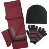 imageNIce Caps Kids Adults Hat Scarf Glove Winter 3 Piece Knit Accessory Set TouchscreenBlackRed Melange Reversible