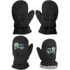 imageNIce Caps Baby Toddler Mittens Kids 2 Pairs Fleece Gloves Winter Warm Sherpa LinedBlack TrucksBlack Solid