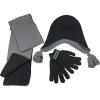 imageNIce Caps Kids Adults Hat Scarf Glove Winter 3 Piece Knit Accessory Set TouchscreenBlackGrey Touchscreen