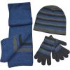 imageNIce Caps Kids Adults Hat Scarf Glove Winter 3 Piece Knit Accessory Set TouchscreenBlackGreyBlue Striped Touchscreen