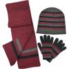 imageNIce Caps Kids Adults Hat Scarf Glove Winter 3 Piece Knit Accessory Set TouchscreenBlackRed Melange Reversible