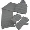 imageNIce Caps Womens Winter Glove Hat Scarf 3 Piece Set Cable Knit Sherpa Lined TouchscreenGrey