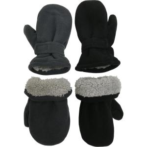 imageNIce Caps Baby Toddler Mittens Kids 2 Pairs Fleece Gloves Winter Warm Sherpa LinedBlackCharcoal Pack