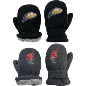 imageNIce Caps Baby Toddler Mittens Kids 2 Pairs Fleece Gloves Winter Warm Sherpa LinedBlackCharcoal Sports
