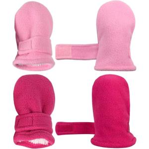 imageNIce Caps Baby Toddler Mittens Kids 2 Pairs Fleece Gloves Winter Warm Sherpa LinedPinkFuchsia Pack  Infant No Thumbs