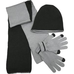 imageNIce Caps Kids Adults Hat Scarf Glove Winter 3 Piece Knit Accessory Set TouchscreenBlackCharcoal Grey