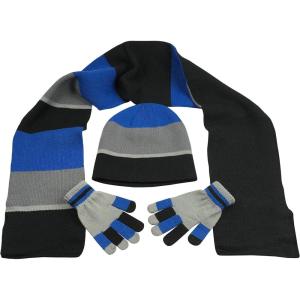 imageNIce Caps Kids Adults Hat Scarf Glove Winter 3 Piece Knit Accessory Set TouchscreenBlackCharcoal GreyRoyal With Touchscreen