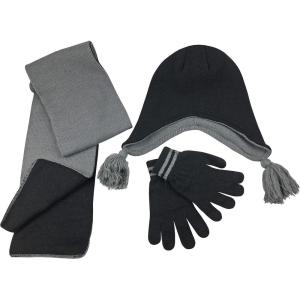 imageNIce Caps Kids Adults Hat Scarf Glove Winter 3 Piece Knit Accessory Set TouchscreenBlackGrey Touchscreen