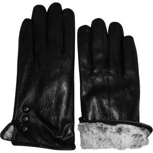imageNIce Caps Womens Genuine Kid Leather Gloves with Plush LiningBlack With Touchscreen