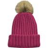imageNIce Caps Girls Gloves Hat Scarf Winter Kids 3 Piece Set Cable Knit Warm Sherpa LinedFuchsia Faux Fur