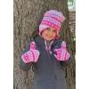 imageNIce Caps Girls Hat Gloves Set Kids Fleece Winter Warm Sherpa Lined Fair IsleFuchsia Fair Isle