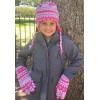 imageNIce Caps Girls Hat Gloves Set Kids Fleece Winter Warm Sherpa Lined Fair IsleFuchsia Fair Isle