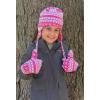 imageNIce Caps Girls Hat Gloves Set Kids Fleece Winter Warm Sherpa Lined Fair IsleFuchsia Fair Isle