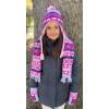 imageNIce Caps Kids Hat Glove Scarf Girls Winter Knit Accessory Set Warm Sherpa Lined 3 PieceFuchsiaBlackNeon Pink