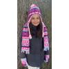 imageNIce Caps Kids Hat Glove Scarf Girls Winter Knit Accessory Set Warm Sherpa Lined 3 PieceFuchsiaBlackNeon Pink