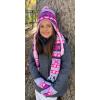 imageNIce Caps Kids Hat Glove Scarf Girls Winter Knit Accessory Set Warm Sherpa Lined 3 PiecePurpleNeon PinkTurq Mittens