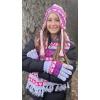 imageNIce Caps Kids Hat Glove Scarf Girls Winter Knit Accessory Set Warm Sherpa Lined 3 PiecePurpleTurqFuchsiaBlack