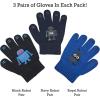 imageNIce Caps Kids Magic Stretch Gloves Mitten 3 Pairs Toddler Boys Girls WinterRobots  BlackNavyRoyal