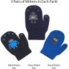 imageNIce Caps Kids Magic Stretch Gloves Mitten 3 Pairs Toddler Boys Girls WinterRobots  BlackNavyRoyal Mittens