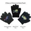 imageNIce Caps Kids Magic Stretch Gloves Mitten 3 Pairs Toddler Boys Girls WinterTrucks  NavyCharcoalBlack