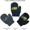 imageNIce Caps Kids Magic Stretch Gloves Mitten 3 Pairs Toddler Boys Girls WinterTrucks  NavyCharcoalBlack Mittens