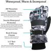 imageNIce Caps Kids Waterproof Winter Thinsulate Warm GlovesBlackGrey Digital Camo