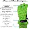 imageNIce Caps Kids Waterproof Winter Thinsulate Warm GlovesNeon Green