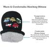 imageNIce Caps Toddler Baby Winter Hat Mitten Set  Kids Boys Girls Gloves Fleece Sherpa LinedBlack Trucks Embroidery  Infant
