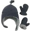 imageNIce Caps Toddler Baby Winter Hat Mitten Set  Kids Boys Girls Gloves Fleece Sherpa LinedCharcoal Grey