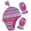 imageNIce Caps Toddler Baby Winter Hat Mitten Set  Kids Boys Girls Gloves Fleece Sherpa LinedFair Isle Print Infant