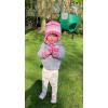 imageNIce Caps Toddler Baby Winter Hat Mitten Set  Kids Boys Girls Gloves Fleece Sherpa LinedFuchsia Embossed Chevron Print