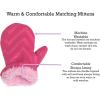 imageNIce Caps Toddler Baby Winter Hat Mitten Set  Kids Boys Girls Gloves Fleece Sherpa LinedFuchsia Embossed Chevron Print
