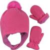 imageNIce Caps Toddler Baby Winter Hat Mitten Set  Kids Boys Girls Gloves Fleece Sherpa LinedFuchsia Poms