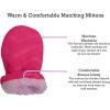imageNIce Caps Toddler Baby Winter Hat Mitten Set  Kids Boys Girls Gloves Fleece Sherpa LinedFuchsiaEmbossed Chevron Print Infant