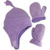 imageNIce Caps Toddler Baby Winter Hat Mitten Set  Kids Boys Girls Gloves Fleece Sherpa LinedLight Purple