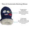 imageNIce Caps Toddler Baby Winter Hat Mitten Set  Kids Boys Girls Gloves Fleece Sherpa LinedNavy 1 Infant