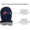 imageNIce Caps Toddler Baby Winter Hat Mitten Set  Kids Boys Girls Gloves Fleece Sherpa LinedNavy Choo Choo Train Infant