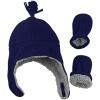 imageNIce Caps Toddler Baby Winter Hat Mitten Set  Kids Boys Girls Gloves Fleece Sherpa LinedNavy Infant